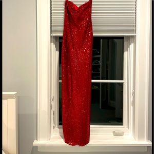 Red sequins formal dress